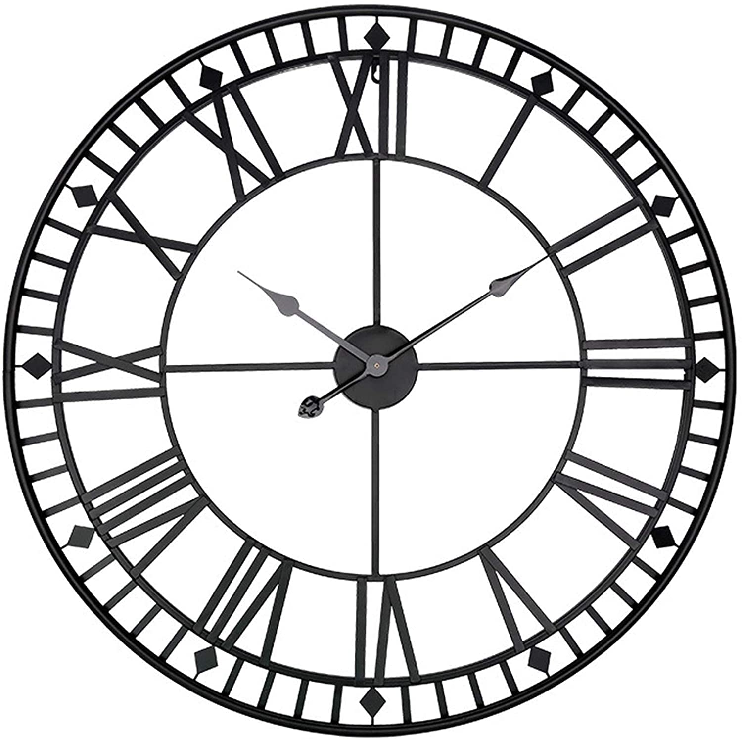 XJBTBA Orologio da Parete da Giardino Esterno, Orologio da Giardino Rotondo Grande in Metallo da 80 cm Numeri Romani Orologio da Esterno Impermeabile retrò con Faccia Aperta Gigante Decorazione da