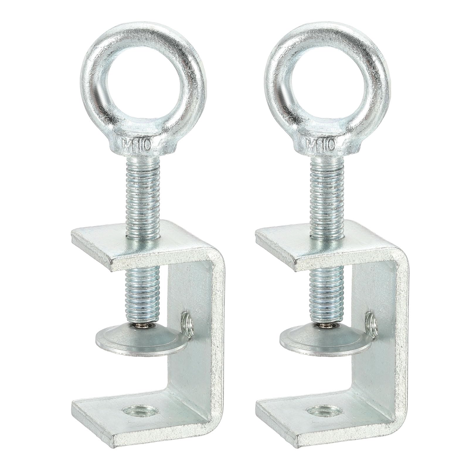 sourcing map 2 Pcs Carbon Steel C Clamps 45mm Square Galvanized Mini Tiger Clamp Adjustable Heavy Duty Metal U Clip with Eye Hook Screw for Woodworking Welding Mounting, Blue White