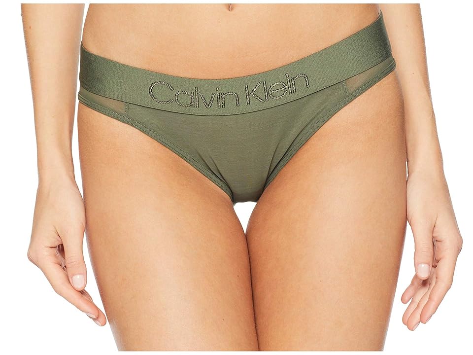 

Calvin Klein Underwear Tonal Logo Mesh Bikini Panty (Beetle) Women's Underwear