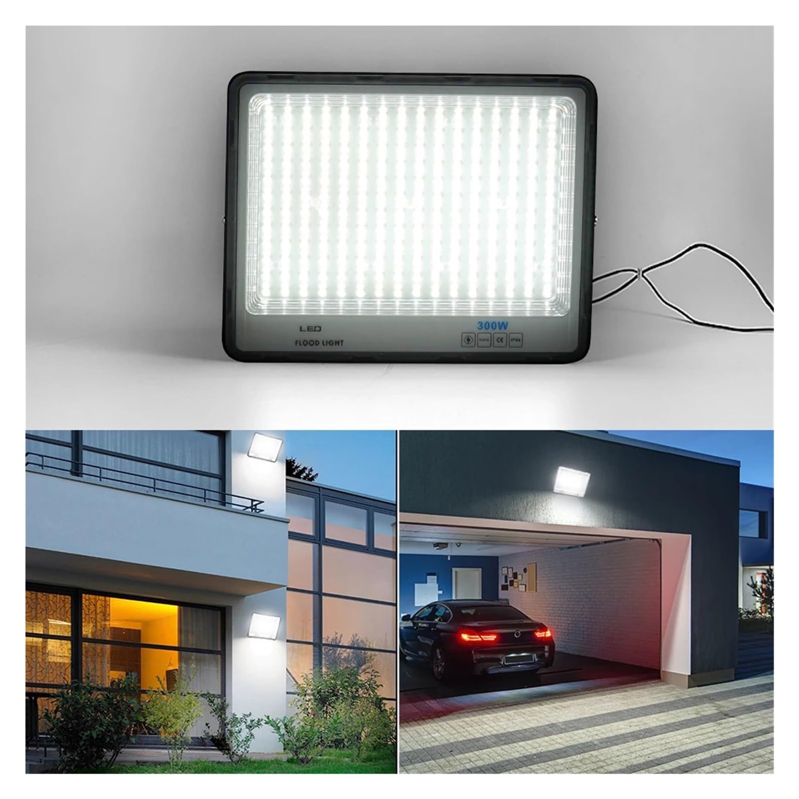 Proyector exterior, Foco reflector LED blanco 6500K 300W 2835 IP66, iluminación exterior, lámpara de pie(White light,50W)