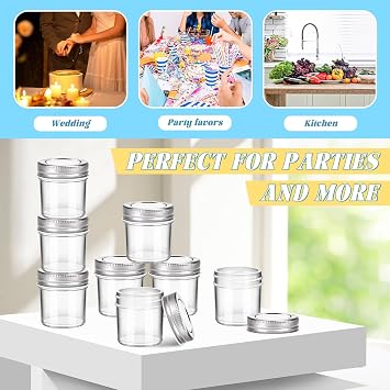 2 oz Mini Marson Jar - Set of 12, Small Glass Jars with Leak-Proof Sliver Lids, Round Little Canning Jars for Storing Jam, Honey, Spice, Candle, Candy 2oz, 12pcs