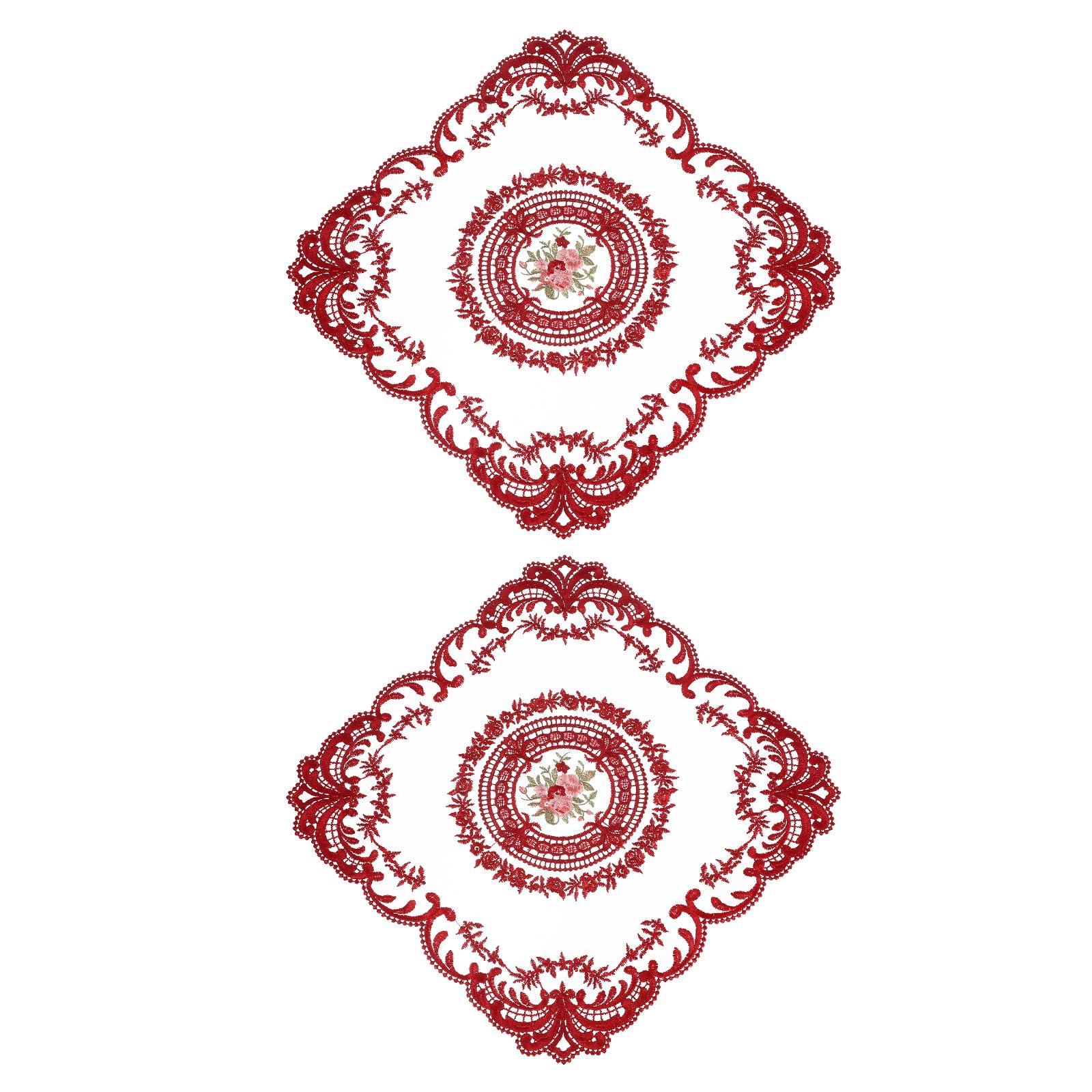 Set de table carré en dentelle rétro uxcell bordeaux de haute qualité brodé avec soin