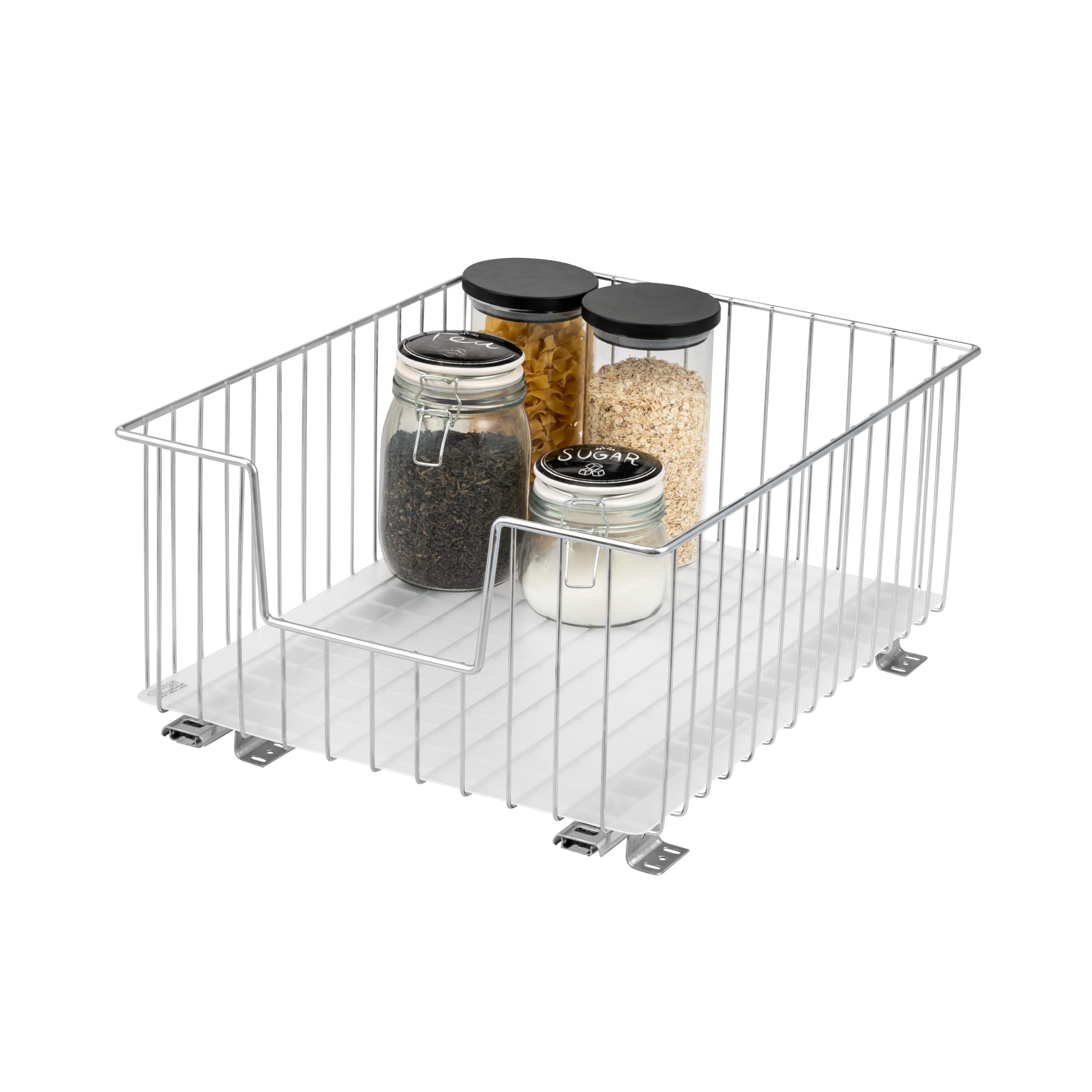 bremermannCupboard Basket Drawer 40 cm Width, Floor Telescopic Drawer with Shelf, Kitchen Drawer (chrome)