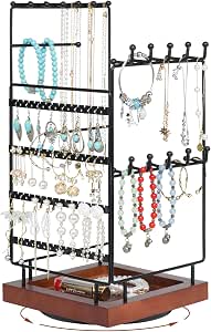 metwoods Rotating Jewelry Organizer Stand Earring holder, Necklace ...