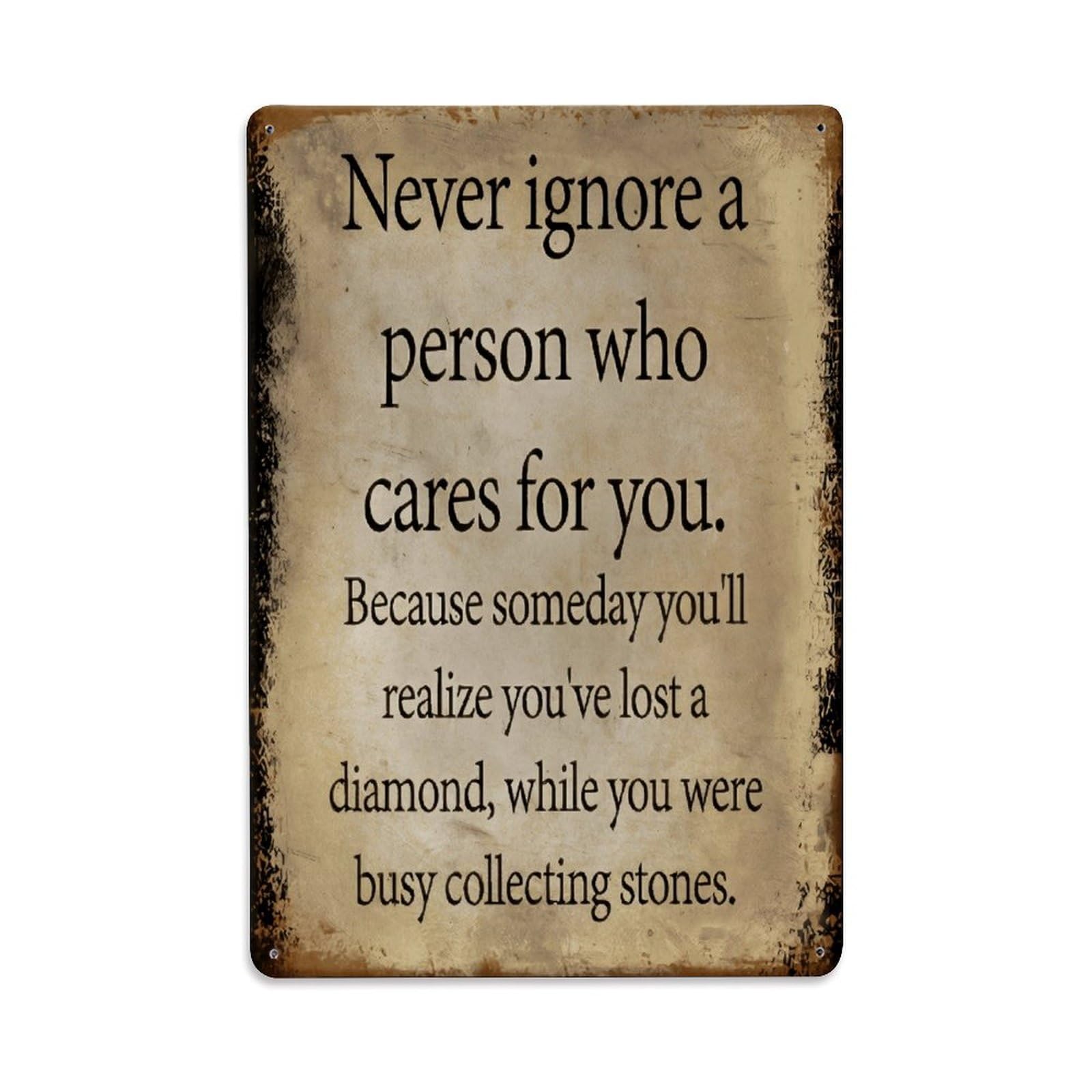 Never Ignore Someone Who Cares Vintage Quote Sign Vintage Aluminium Metal Sign, Retro Wall Decor for Home, Bar, Garage & Farmhouse 30x20cm