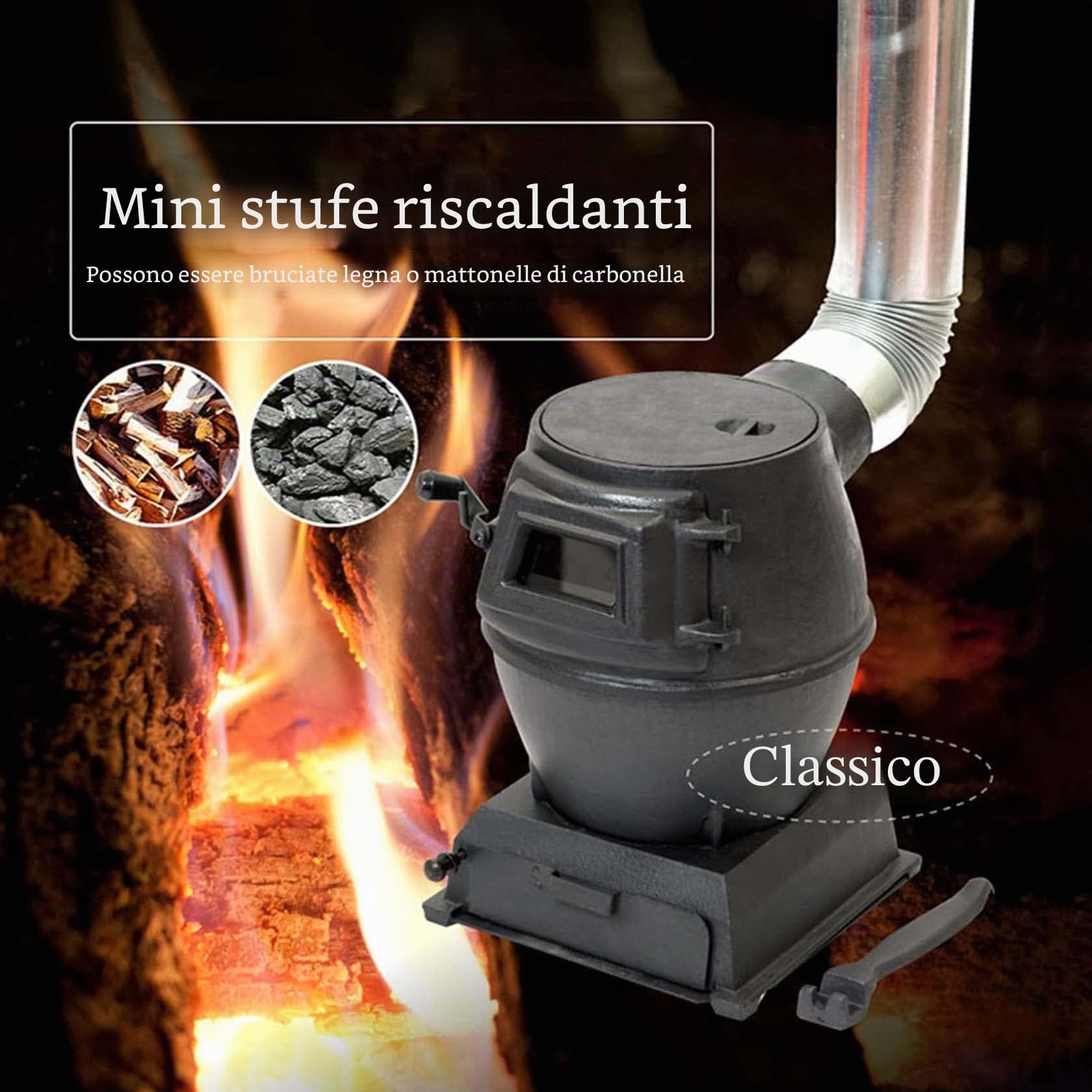 Stufa portatile multi combustibile – stufa a legna da campeggio e fornello per campeggio, escursionismo, uso esterno e interno, costruzione in ghisa