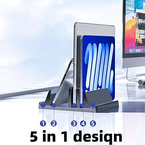 Miniatura 3 de Soporte vertical para laptop, de plástico, ajustable, para computadora de escritorio, ahorro de espacio, 5 en 1, para todos los MacBook Pro Air,