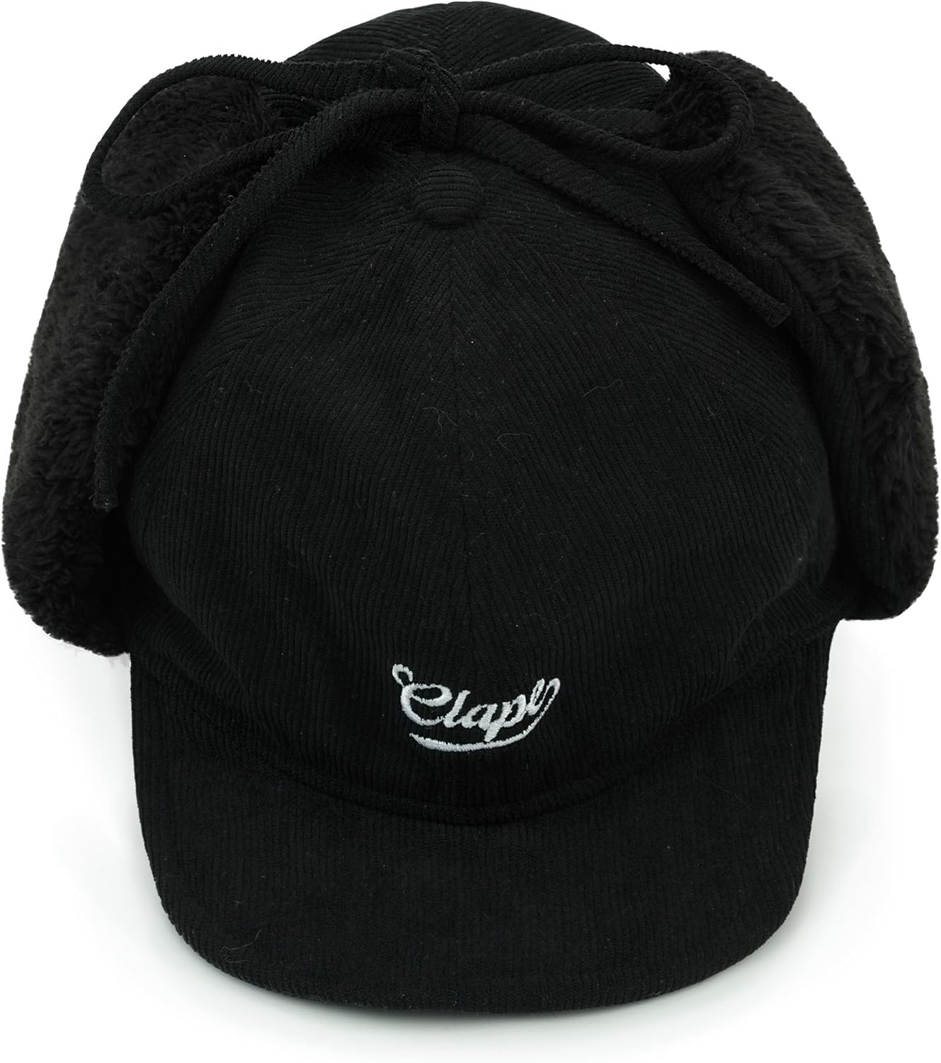 CLAPE Men Winter Baseball Cap, Outdoor Windproof Warm Fleece Trapper Hat w/Visor & Earflap for Clod Weather, Adjustable Size Black
