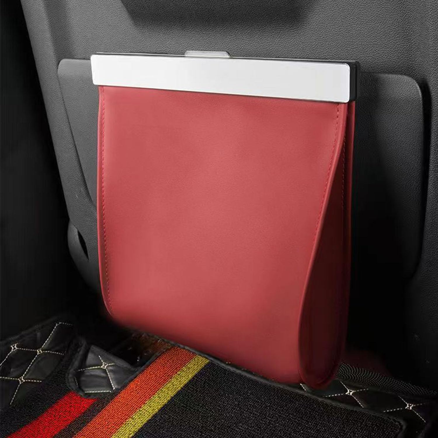 Papelera de coche para VW ID.3 de piel PU cubo magnético rojo de 2 unidades