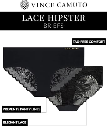 Vince Camuto Womens Hipster Underwear, Soft Seamless Lace, Breathable Ladies Panties, 3/6 Pack, Ropa Interior de Mujer