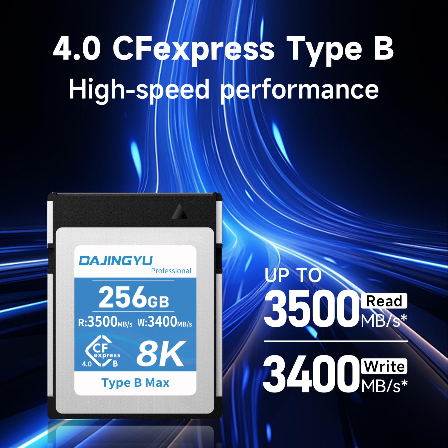 Scheda di memoria CFexpress 4.0 tipo B da 256 GB per registrazione di foto e video RAW 8K compatibili con fotocamere Canon Nikon R5/R5C/Z8/Z9 fino a 3500 MB/s in scrittura, 3400 MB/s in lettura