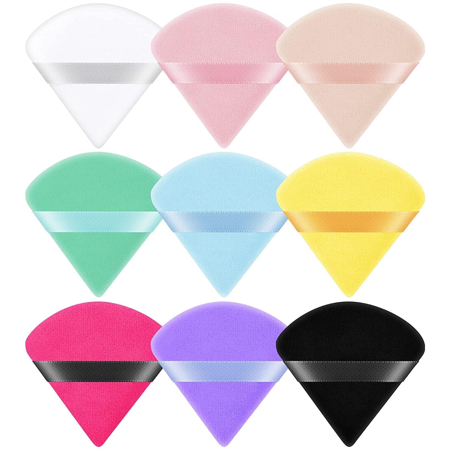 6 Pieces Face Soft Triangle Makeup Puff for Loose Powder Body Powder, Wedge Shape Velour Cosmetic Sponge for Contouring, Under Eyes and Corners, Beauty Makeup Tools (Multi colored)