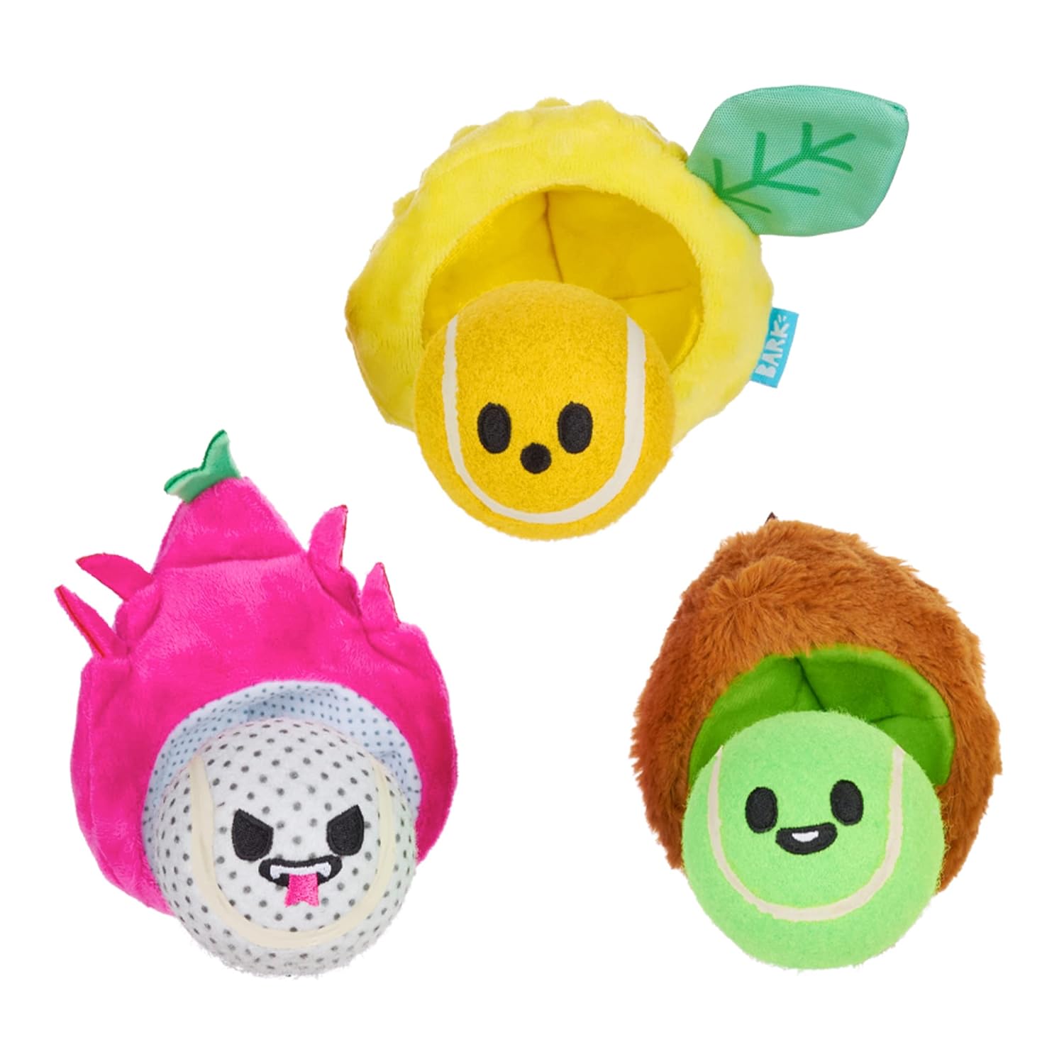 Barkbox Dog Toys Fruity Cutie Tropical Trio Squeaker Ball Interactive Chew Toys Durable Tough Tennis Balls Training Exercise