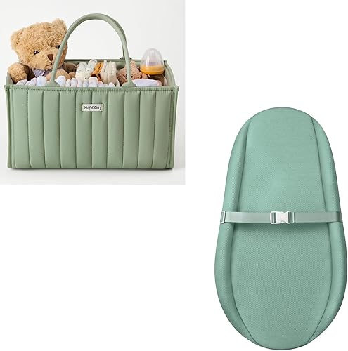 Blissful Diary Cambiador contorneado + organizador de pañales para bebé