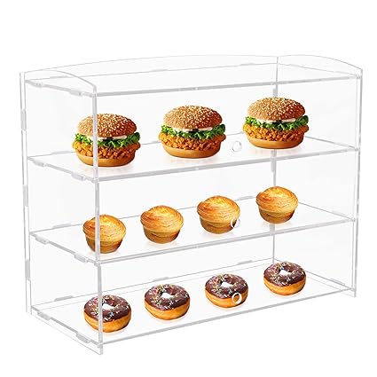 3 Tier Countertop Bakery Display Case Acrylic Display Counter Cases Commercial Clear Display Case for Bakery Pastry Donut Cookie