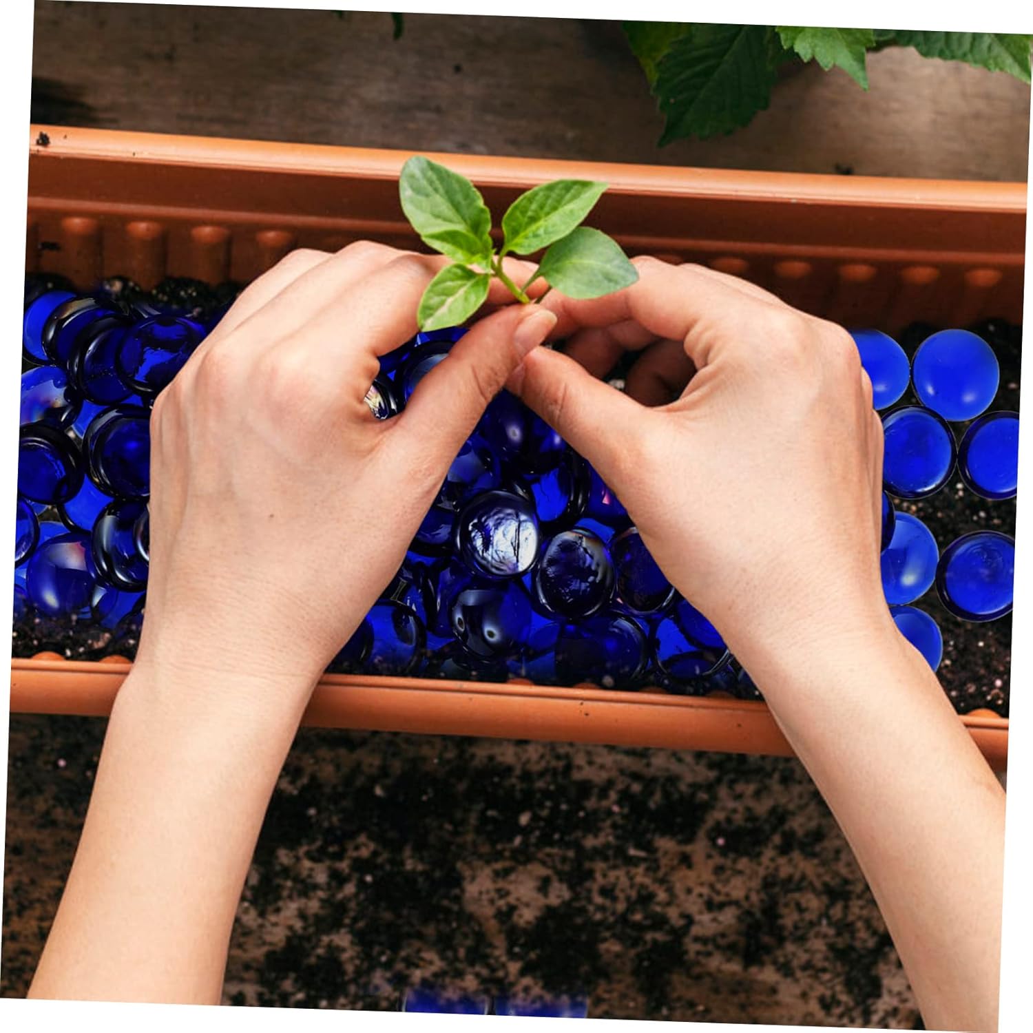 1bag Aquarium Glass Gravels Multi-use Fireplace Glass Beads Fish Tank Stone Decor Fire Pit Flower Pot Stones Decor