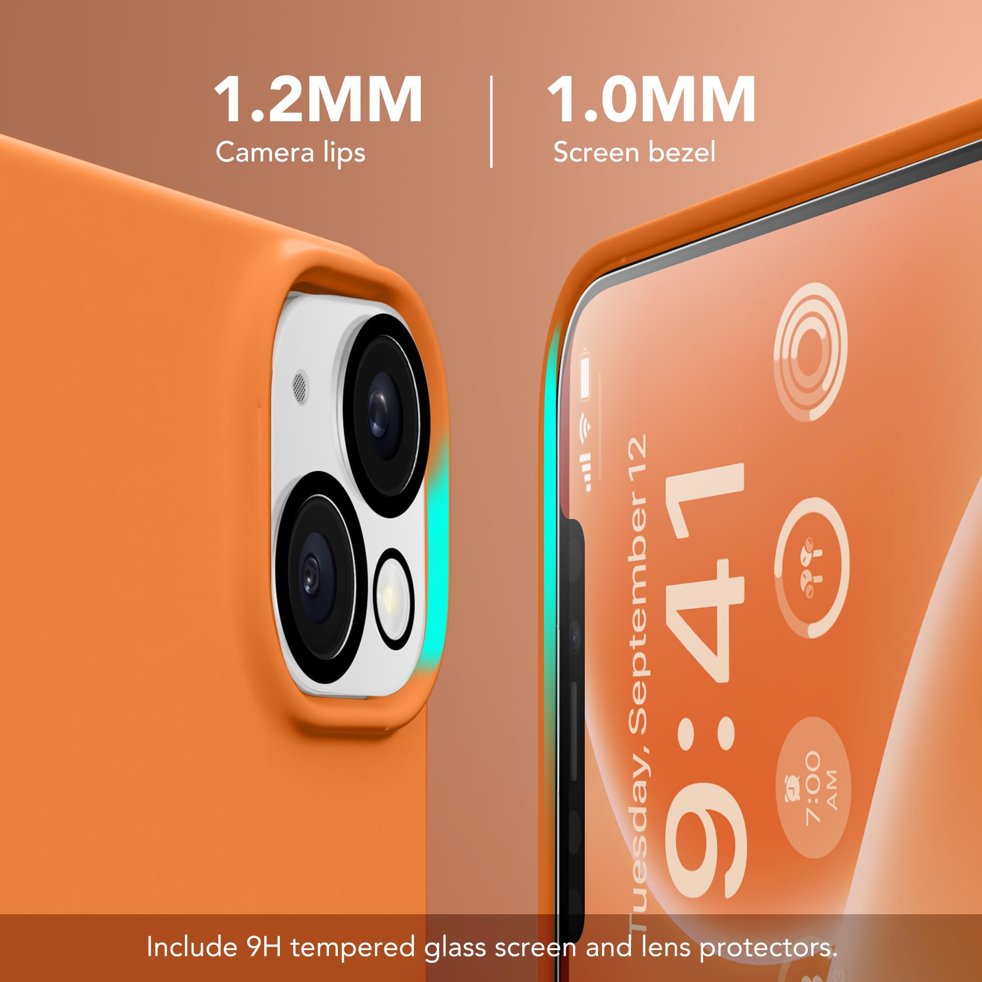GONEZ Funda magnética para iPhone 15, funda de silicona, color naranja