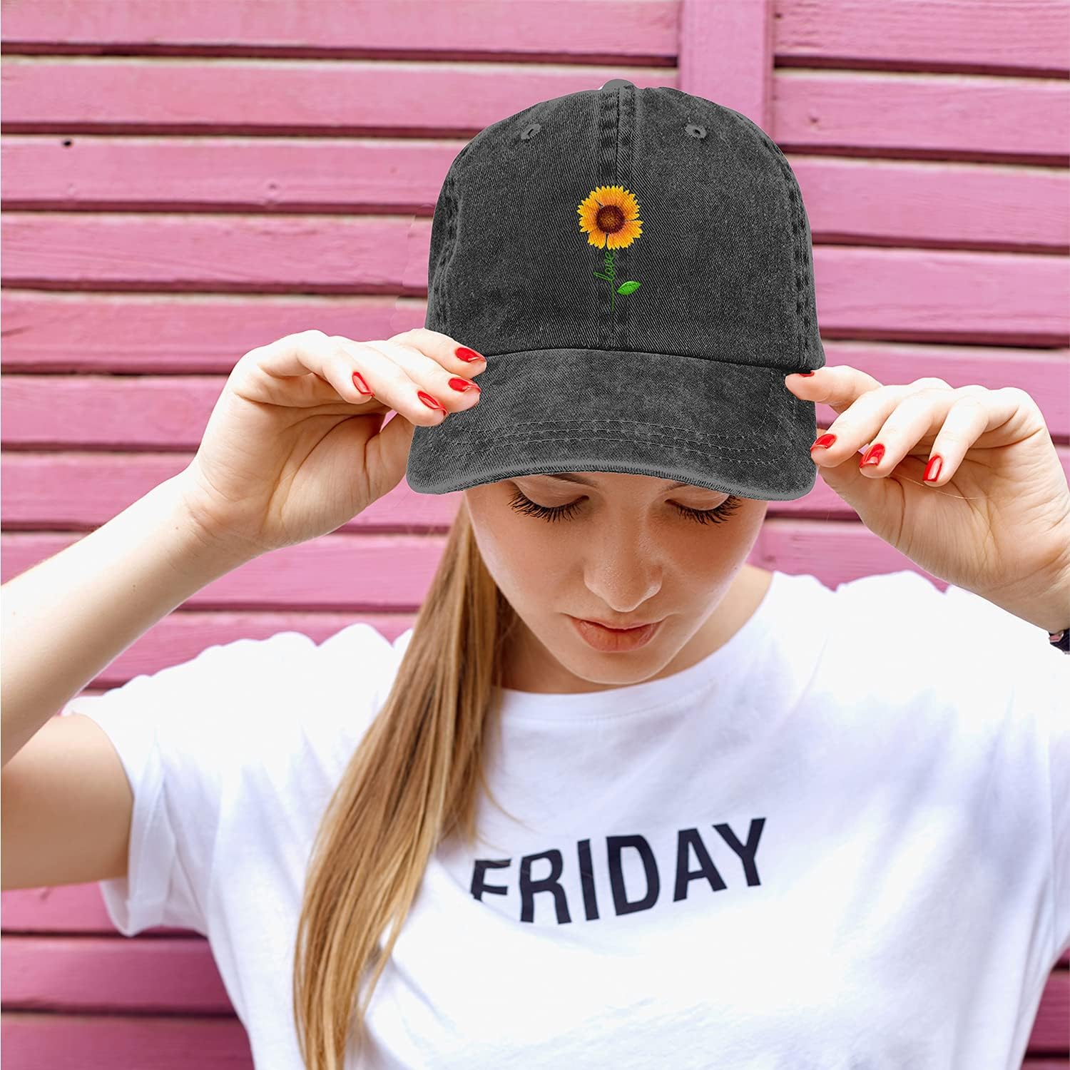 Sunflower Baseball Cap Women Adjustable Denim Dad Hat Summer Outdoor Cute Ball Hats (Sunflower) : Sports & Outdoors