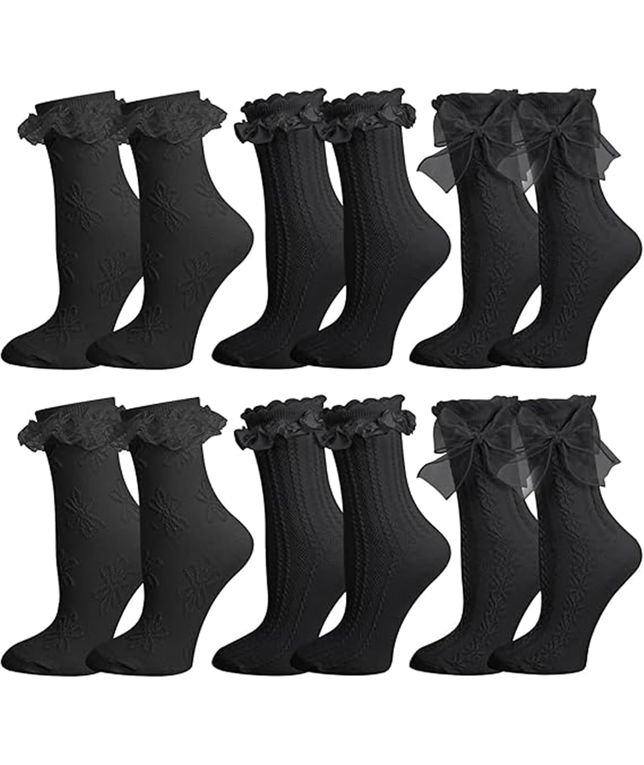 6 Pairs Lace Socks for Women, Lace Socks for Girls, Black Frilly Socks, Elegant Ruffle Design for Casual Wear, Wedding Eve... - Review, Price and Buying Guide