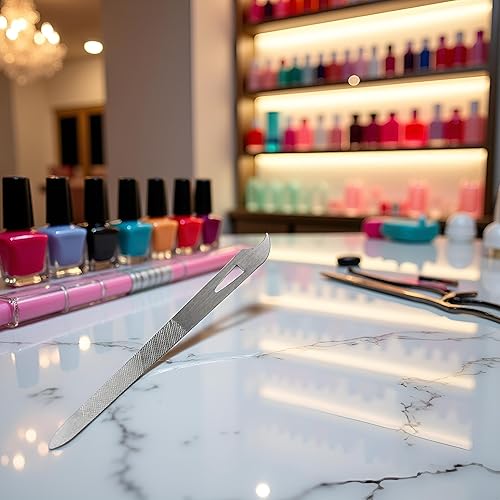 Miniatura 5 de Lima de uñas de acero inoxidable y limpiador de cama de uñas, adecuado para pedicura profesional y manicura, 1 paquete