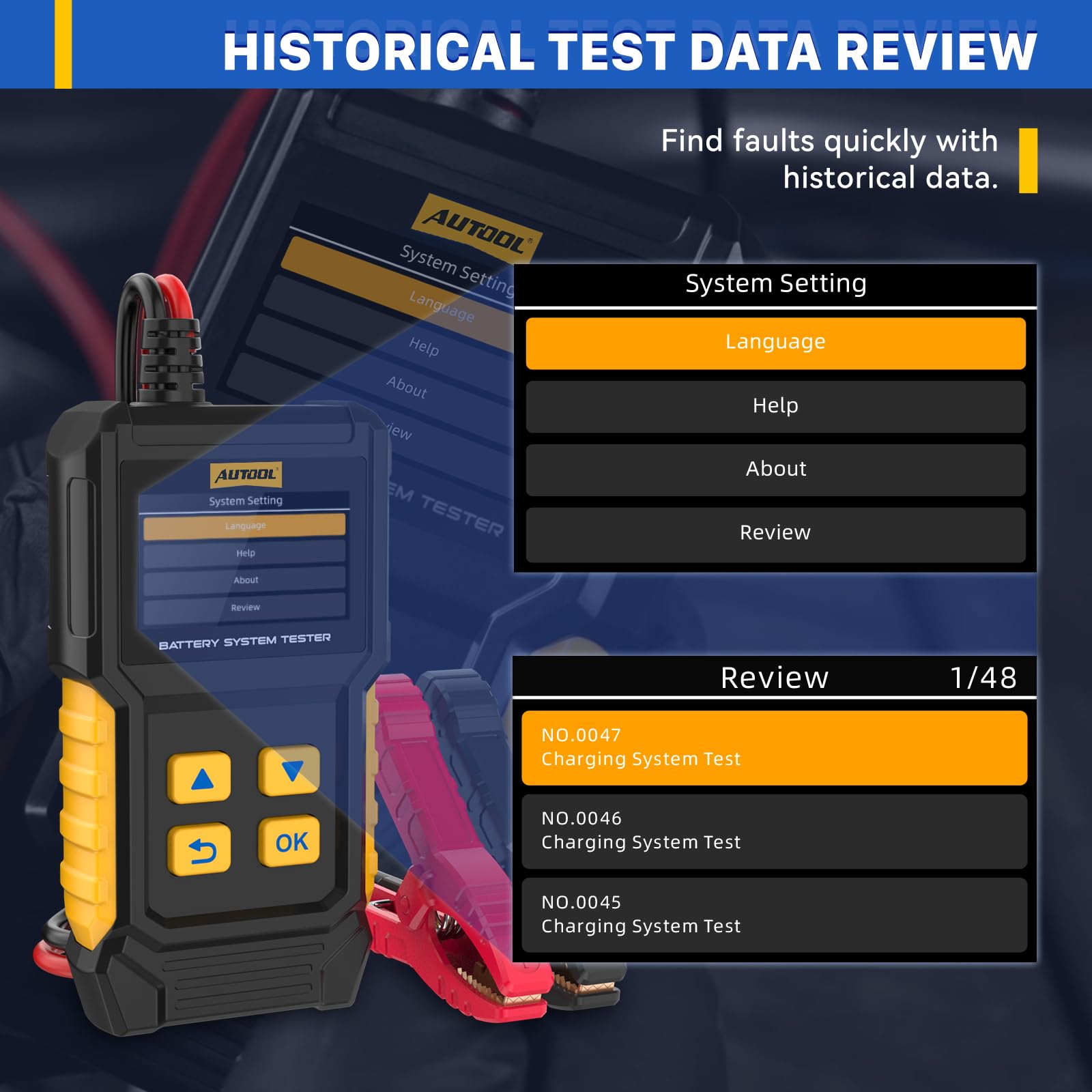 AUTOOL Tester akumulatora samochodowego 12 V, 24 V, tester generatora, 30-2000 CCA BT360, tester akumulatora samochodowego, rozrusznika do samochodu, motocykla, łodzi