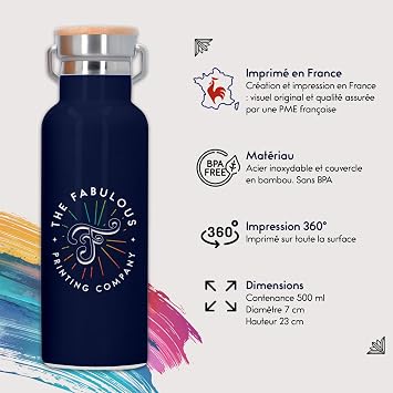 Stainless Steel Flask Thermo Insulated Bottle - Formidable Vintage Typo 70's - 500ml (17 oz)