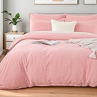 Vista 55 de NEXHOME PRO - Juego de funda de edredón, queen extragrande 98"x98", de algodón lavado 100 % orgánico con aspecto de lino, gris crema, con cierre