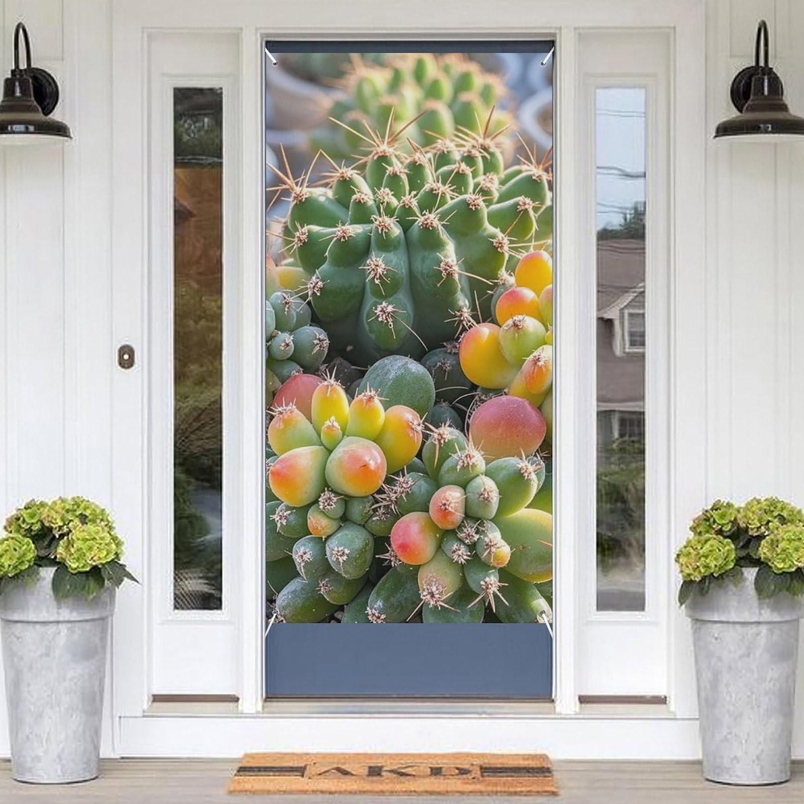 KLOPH Door Cover Decoration Welcome DoorBanner Porch Sign Photo Background Door Curtains for Doorway Privacy Window Curtain Cute Succulent Cactus Porch Cover Indoor Outdoor Decor 70.9x35.4in