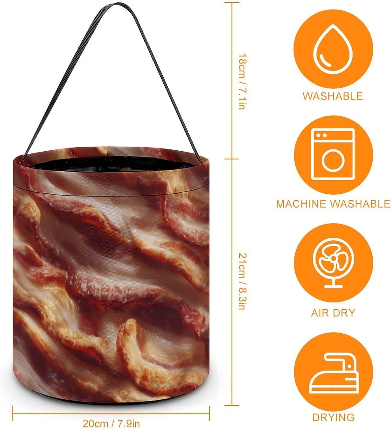 Funny Food Fried Bacon Candy Bag Halloween Treat Goody Bags Party Basket Handbag Holiday Decor