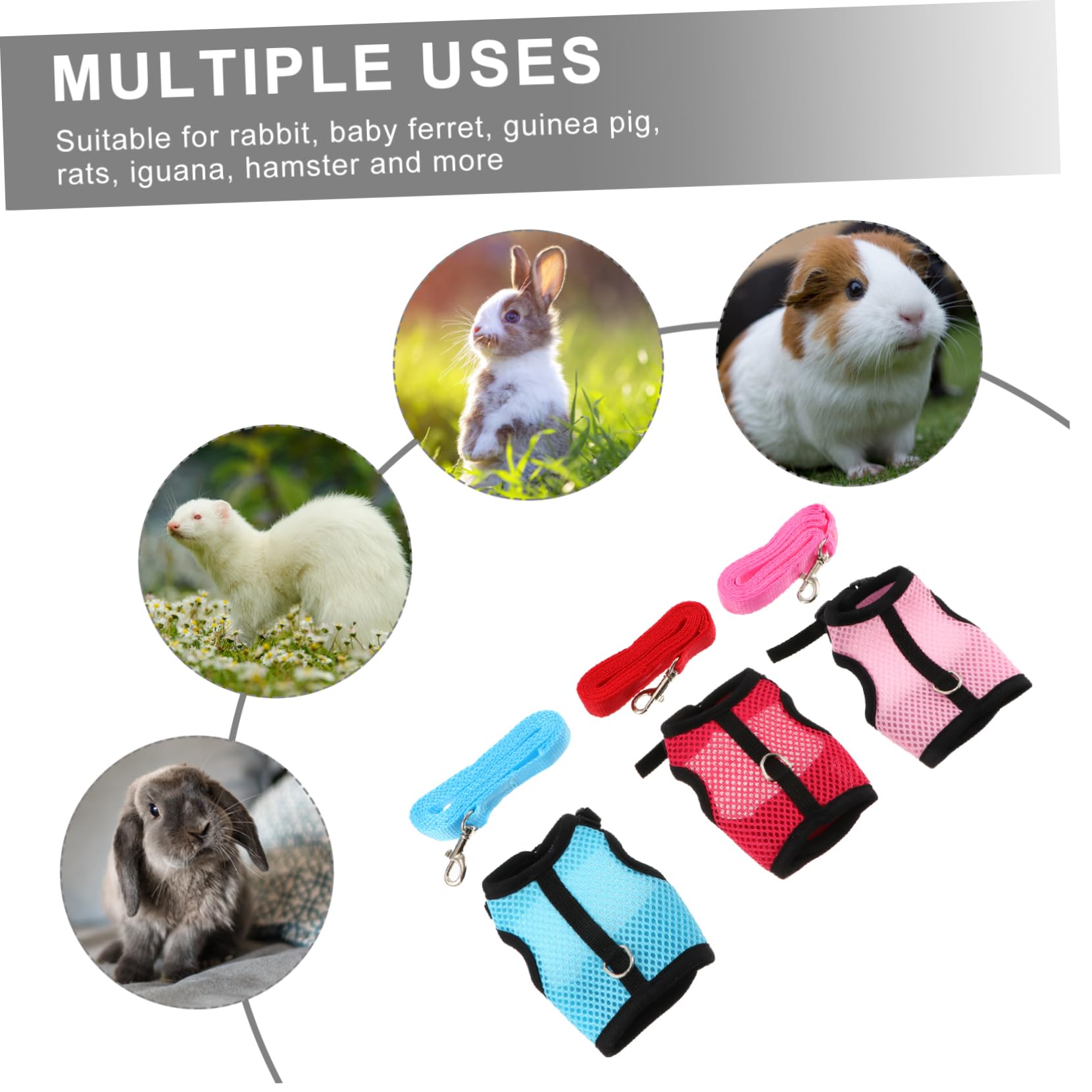 Angoily 2stücke Lovely Bunny Geschirr Mit Leine Set Für Kleine Haustiere Atmungsaktive Weste Für Kaninchen Frettchen Und Ratten Für Und Outdoor-aktivitäten Farben