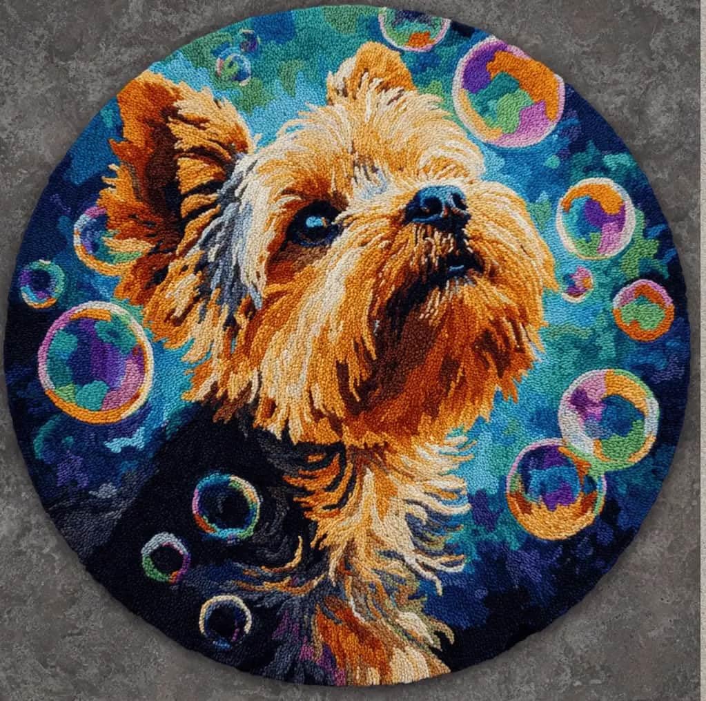 Wallustrioaw D Roun Latch Hook Rug Kits Terrier For Adults An Starter 50*50Cm