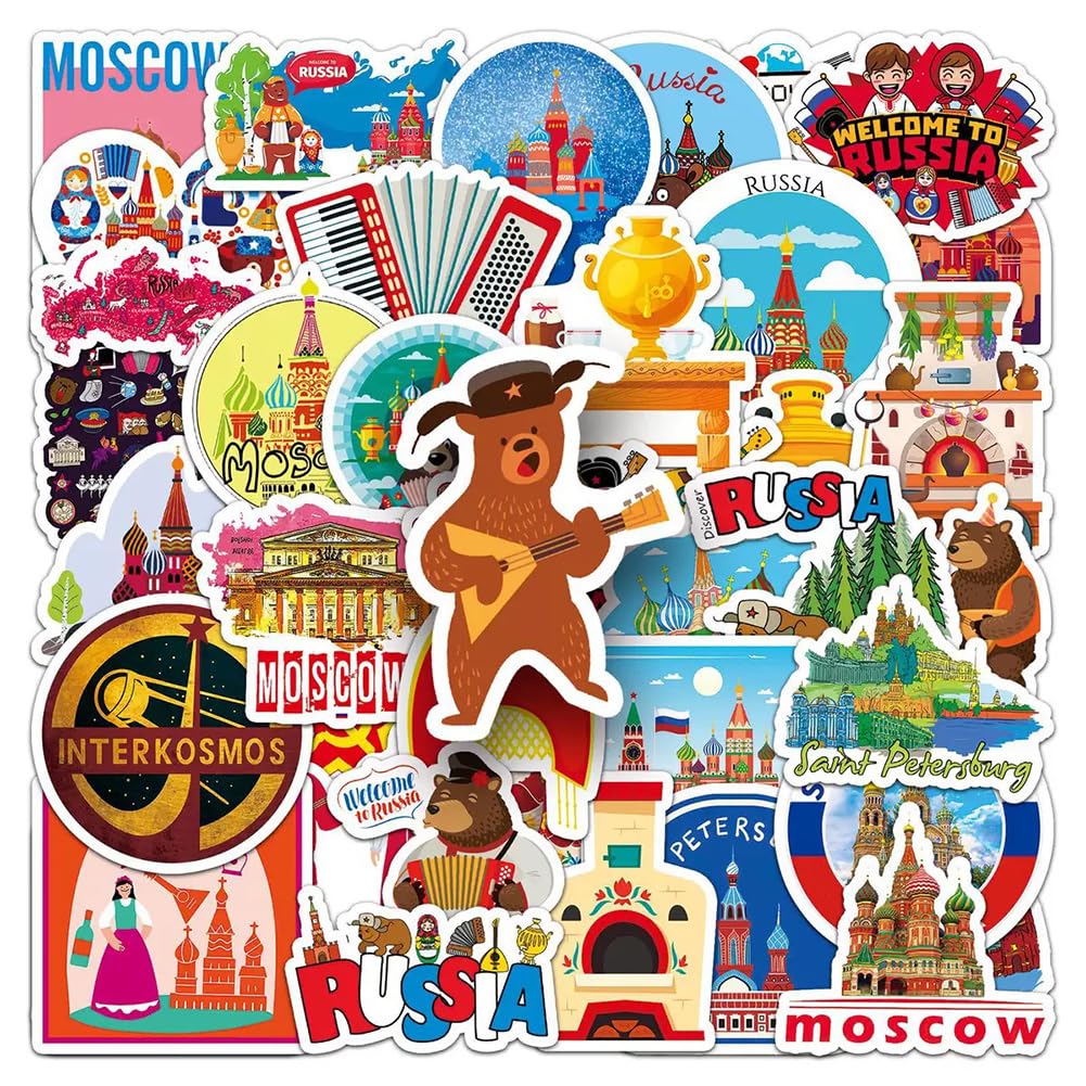 Russia Stickers |50Pcs Russian Theme Waterproof Vinyl Decals