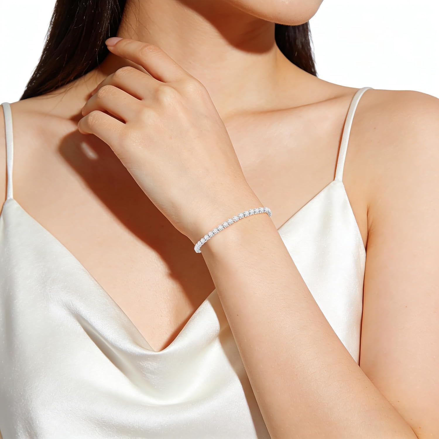 6.5/7.5 Inch 18K Gold/Rose Gold/Silver Bracelets for Women, 4mm Cubic Zirconia Classic Tennis Bracelet for Women Jewelry Gift