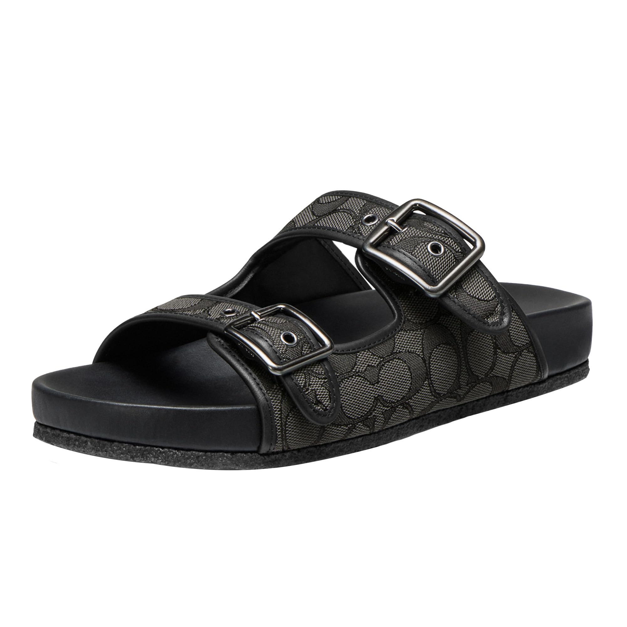 COACH mens Buckle Strap Sandals in Signature Jacquard