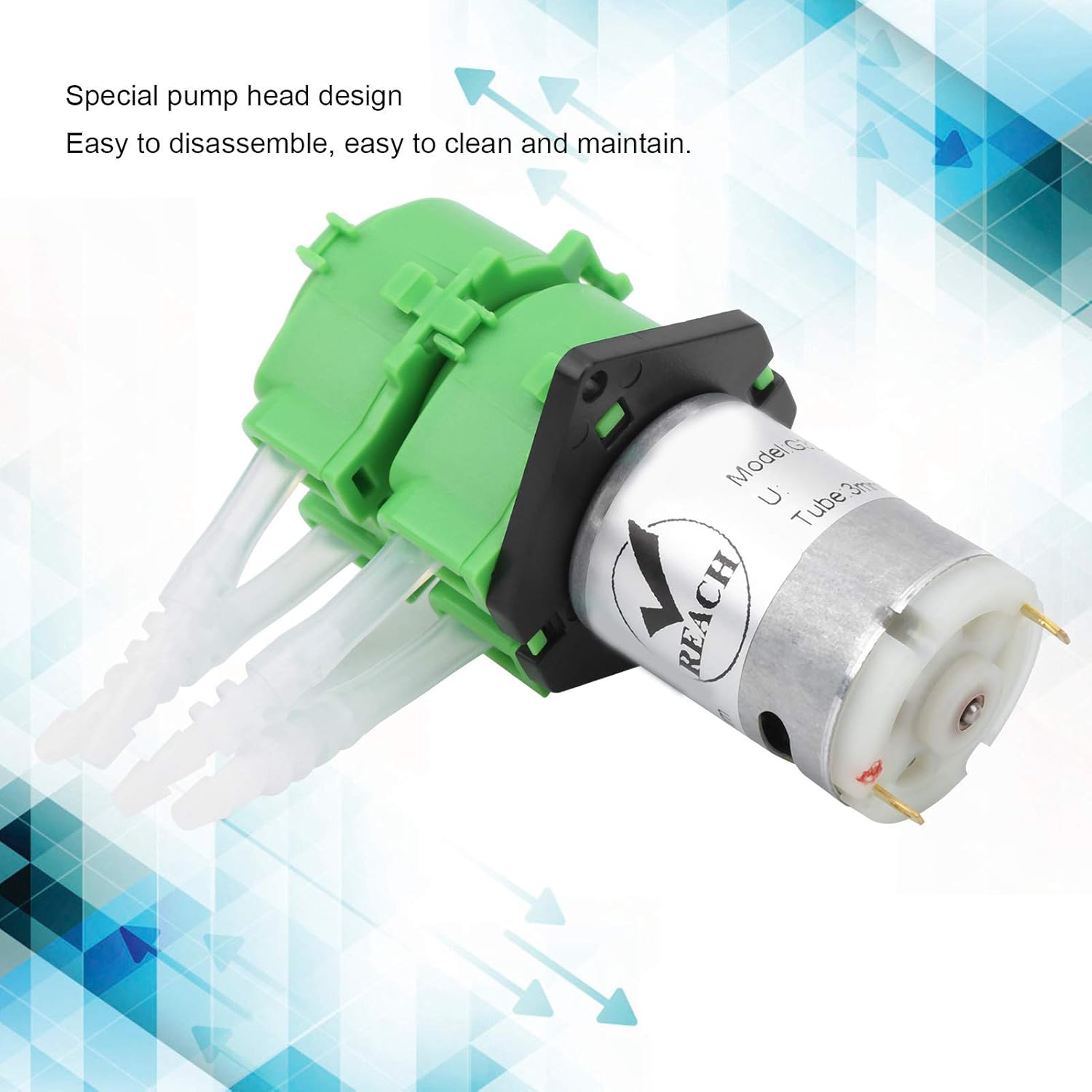 Double Head Peristaltic Pump Flat Peristaltic Pump Dosing Pump Liquid Water Dosing for Fish Aquarium Circulating 3 * 5mm(DC12V)