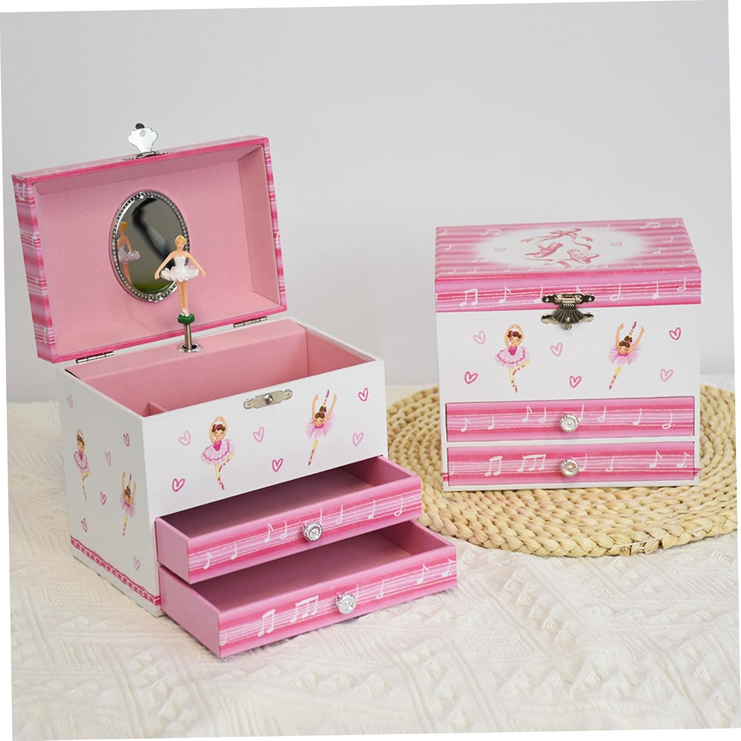 Musical Jewelry Box for Girls Dancing Swan Lake Ballerina Music Box with Mirror & Drawers Cute for Birthday Bedroom Decor