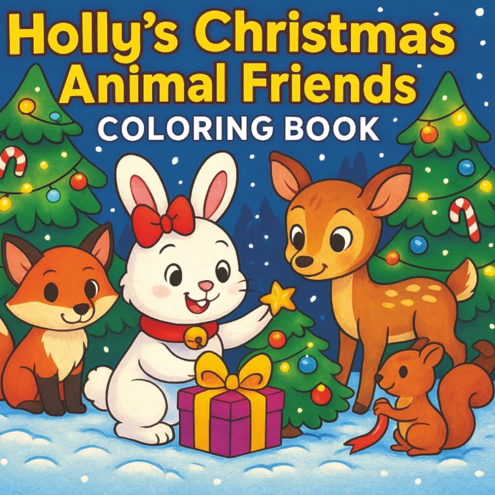 Holly’s Christmas Animal Friends Coloring Book: Christmas bunny coloring book
