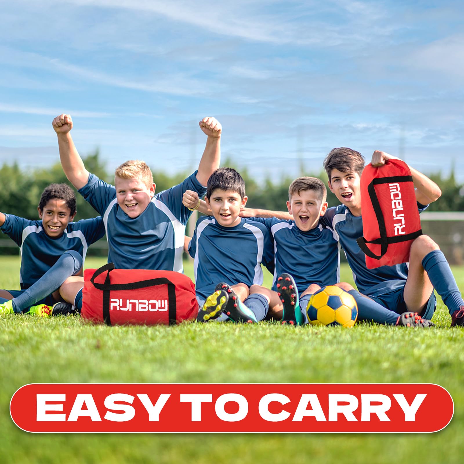 2,7 x 1,5 m, porta da calcio portatile per bambini, per adulti e ragazzi, grande rete da calcio con borsa per il trasporto, set di 2