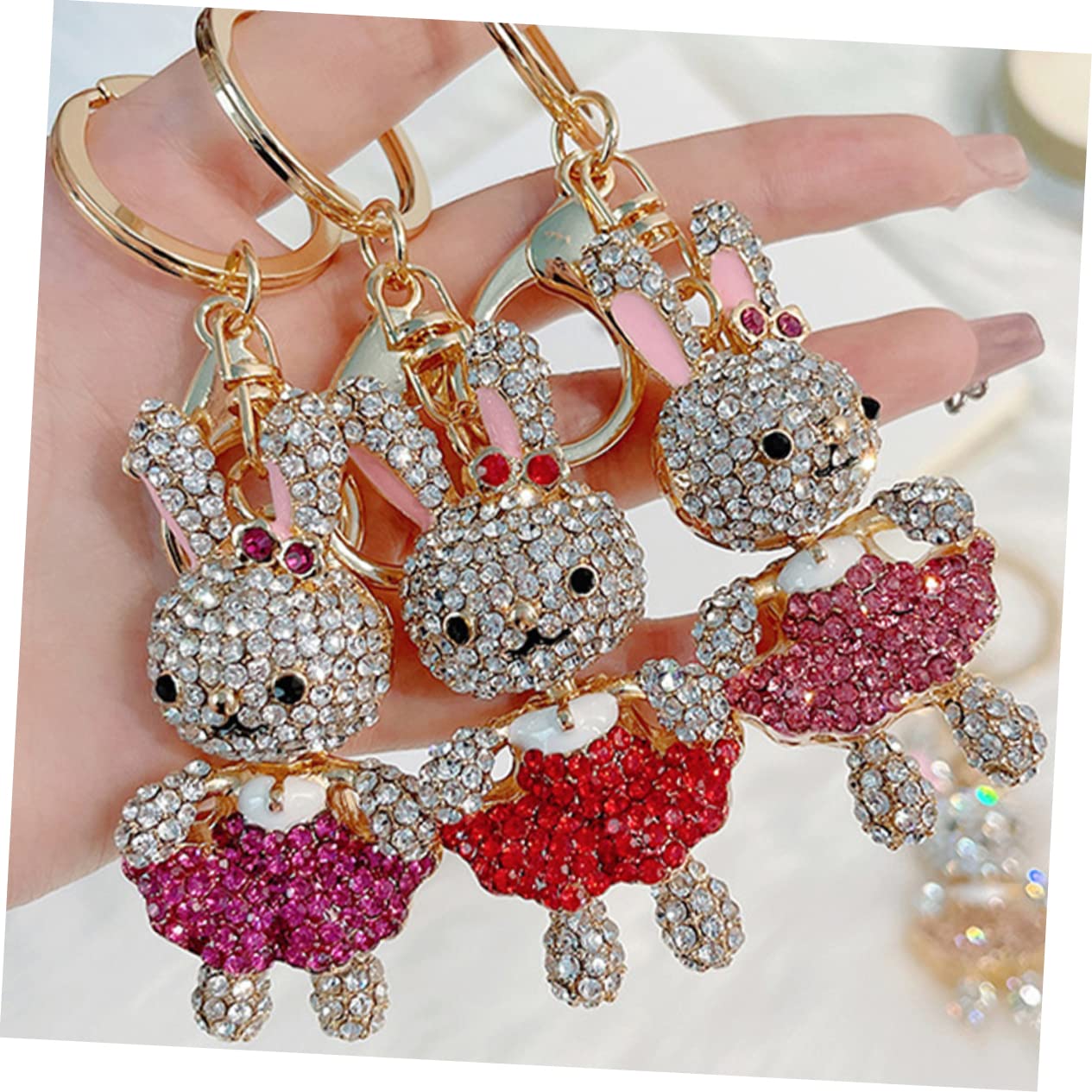 SOIMISS 6stücke Rhinestone Schlüsselanhänger Hase Funkelnde Bunny Taschenanhänger Für Frauen Und Mädchen Für Handtaschen Rucksäcke Und Schlüsselbund-dekorationen