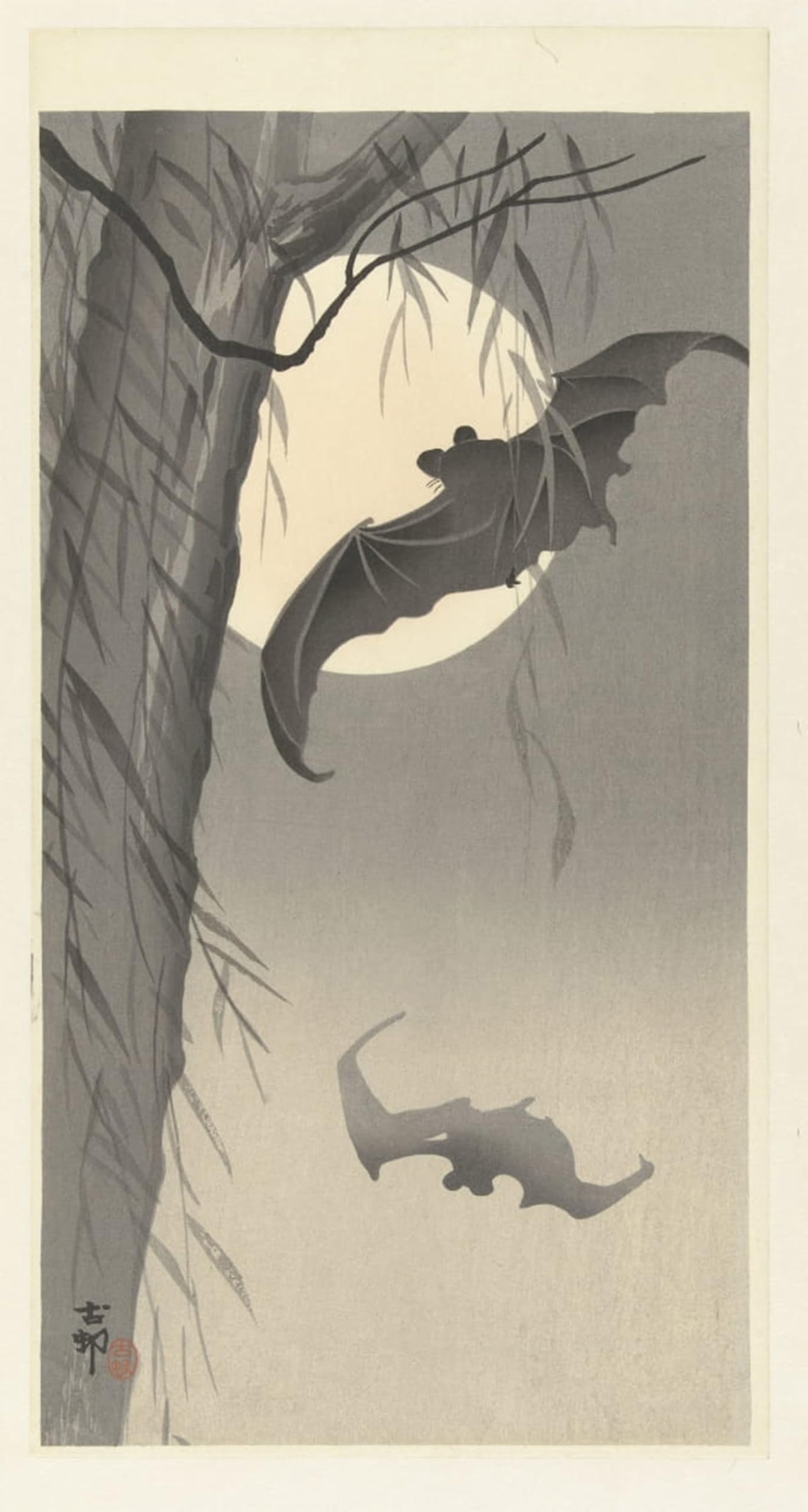 POSTERIIk Vintage Art Print Images Pictures Print Under a Full Moon by Ohara Koson Modern Colour Posters for Office Home Decor 60x90cm