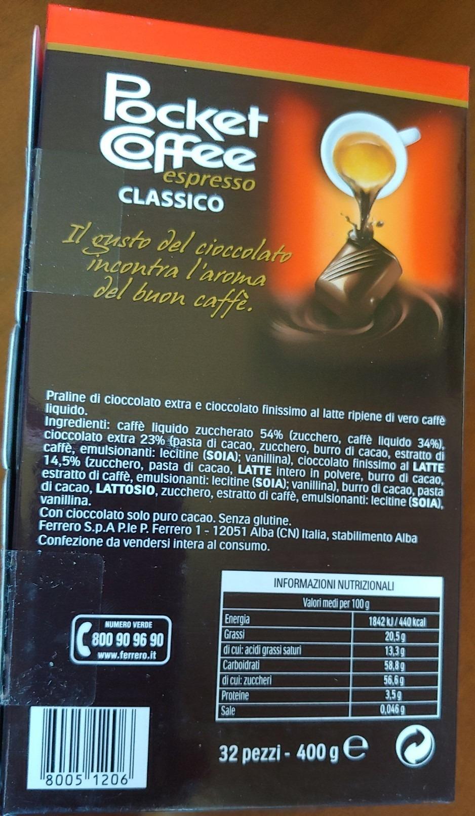 Ferrero Pocket Coffee 32 Specialità Ripiene di Caffè Liquido, 100