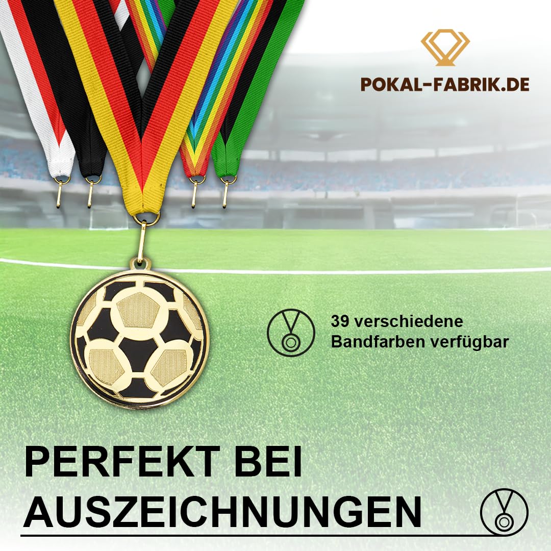 Fußball-Medaillen, Metall, Band nach Wahl | Personalisierter Orden mit optionaler Gravur/Wunschtext, für WM, Turniere, Vereine & Kindergeburtstag