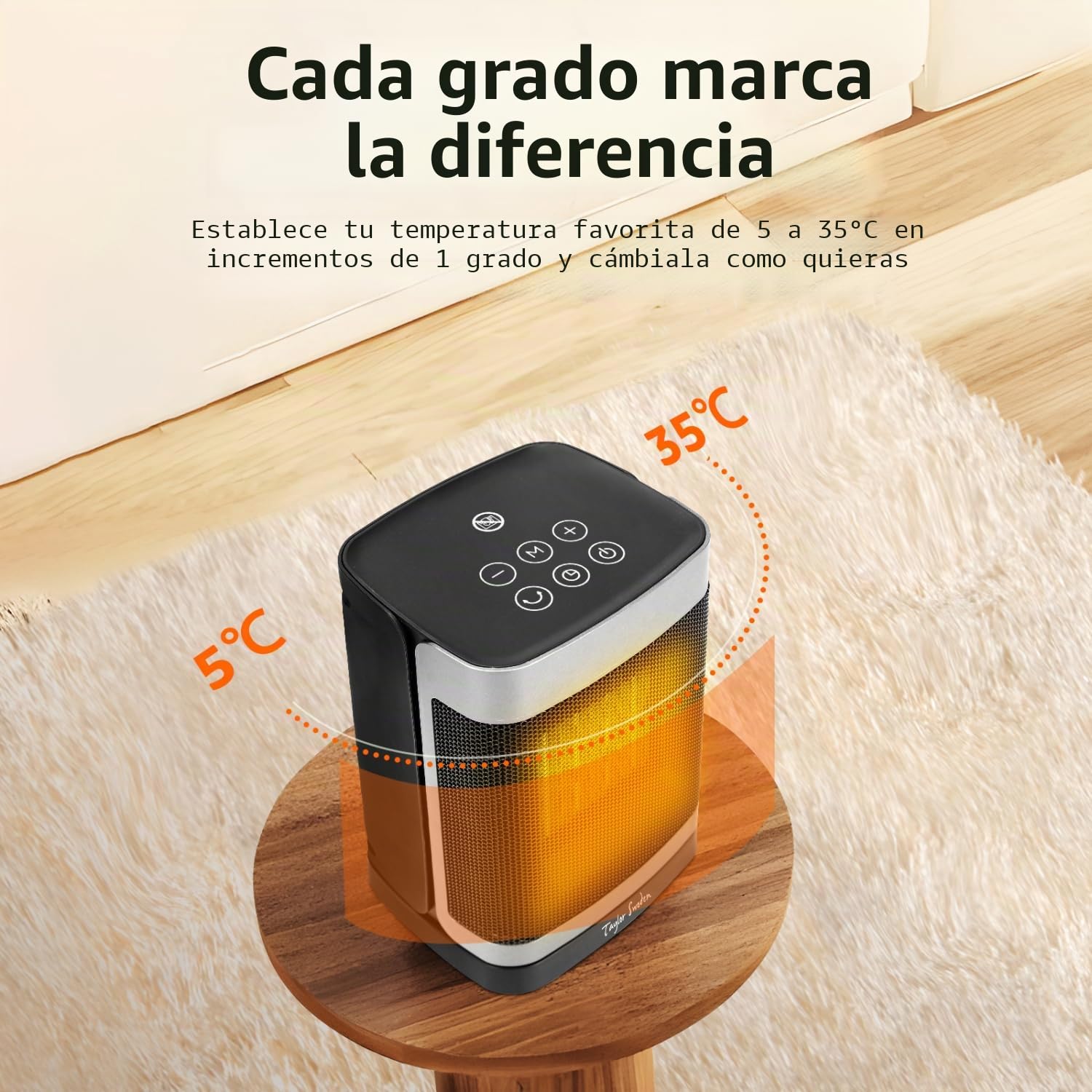 Taylor Swoden Calefactor cerámico PTC 1500W con mando a distancia, pantalla LED, temporizador 24H, oscilante 70º, 3 velocidades y modo ECO. Calentamiento rápido dormitorios, despachos etc, 2 Piezas