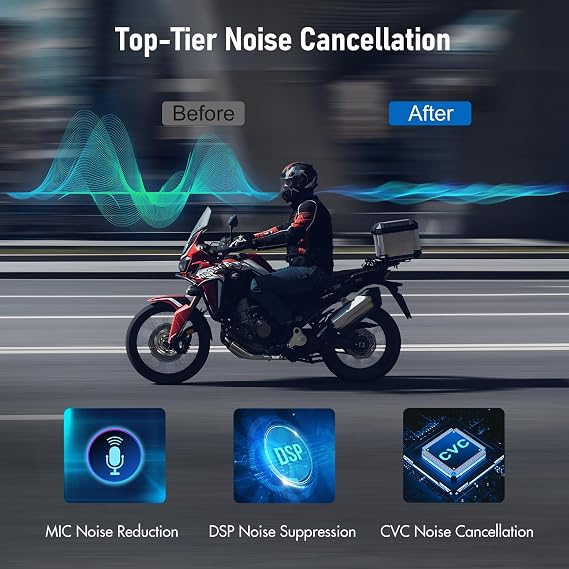 TK-X4 Motorcycle Bluetooth Headset, 6 Riders 2000m Helmet Group Intercom with Bluetooth 5.4/Music Share/Top-Tier Noise Reduction/HiFi Stereo Sound,Universal Communication System Headphones(2 Pack)