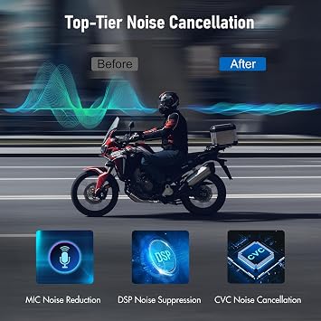 TK-X4 Motorcycle Bluetooth Headset, 6 Riders 2000m Helmet Group Intercom with Bluetooth 5.4/Music Share/Top-Tier Noise Reduction/HiFi Stereo Sound,Universal Communication System Headphones(2 Pack)