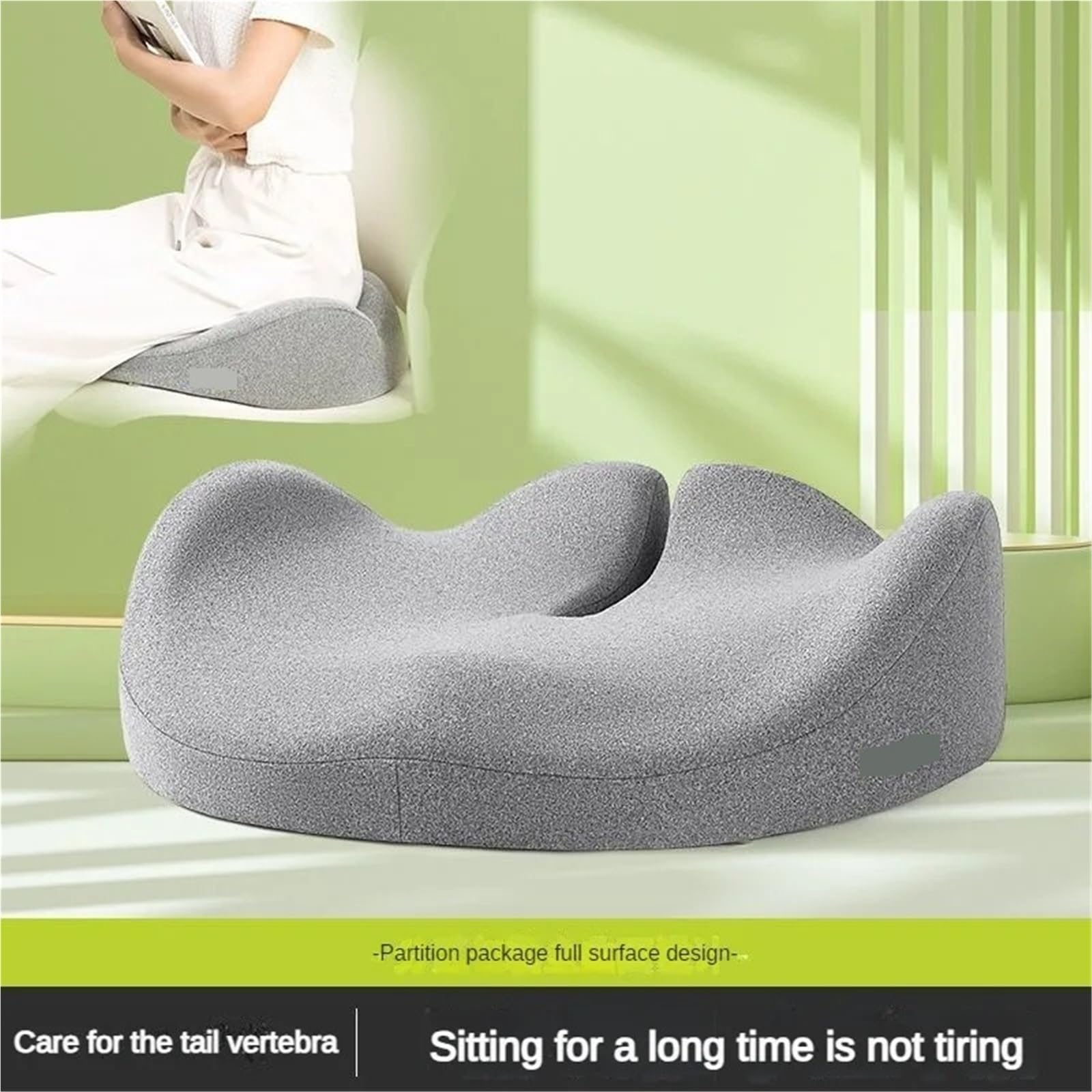 Cuscino per sedile auto Cuscino for sedia da ufficio in memory foam Cuscini di supporto for seggiolino auto for glutei for massaggio fianchi ortopedico(Dark grey)