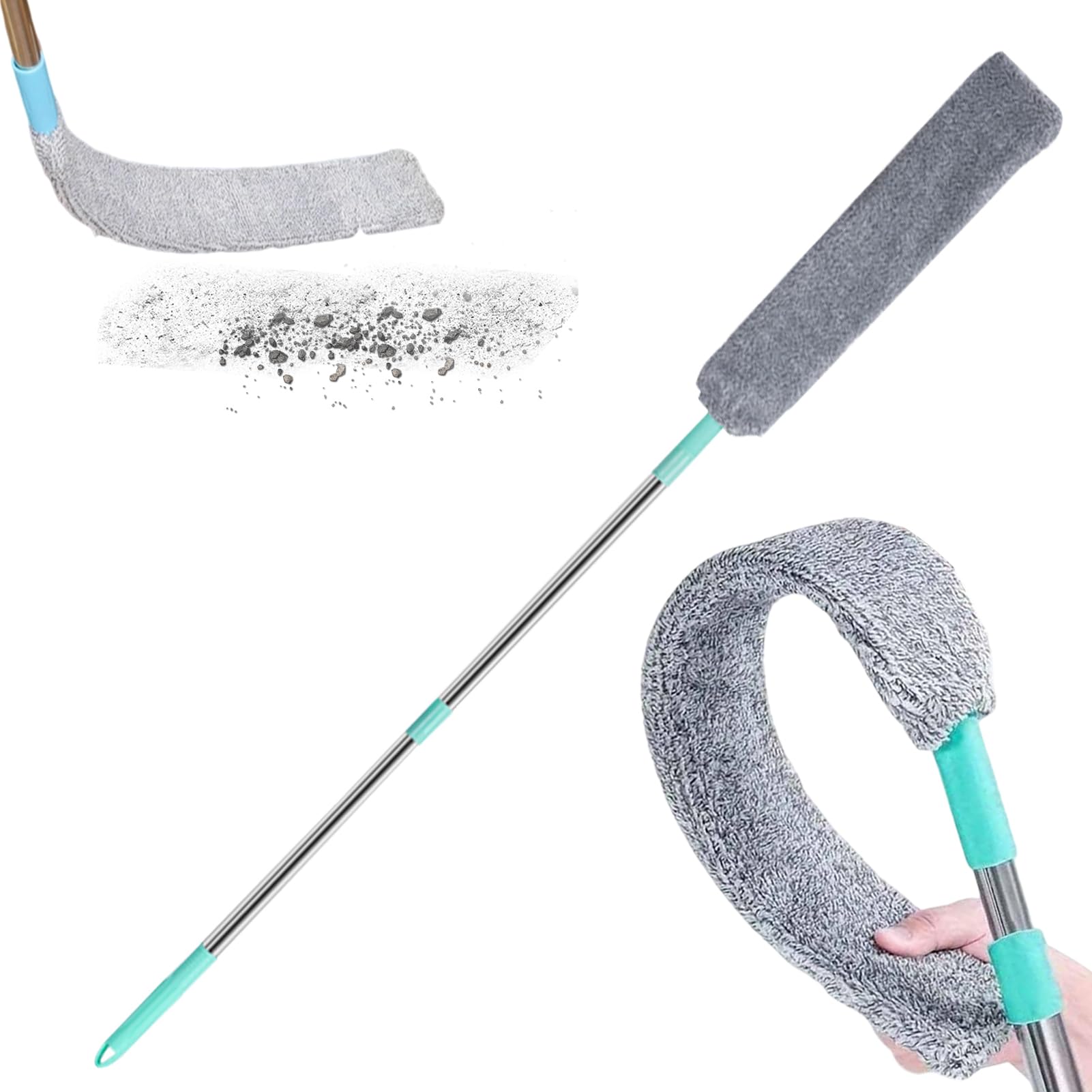 Nettoyeur de poussière rétractable, artefact de nettoyage sous l'appareil, le canapé ou le lit, brosse de nettoyage télescopique amovible et lavable en microfibre, plumeau à main (gris Nettoyeur de poussière rétractable, artefact de nettoyage sous l'appareil, le canapé ou le lit, brosse de nettoyage télescopique amovible et lavable en microfibre, plumeau à main (gris