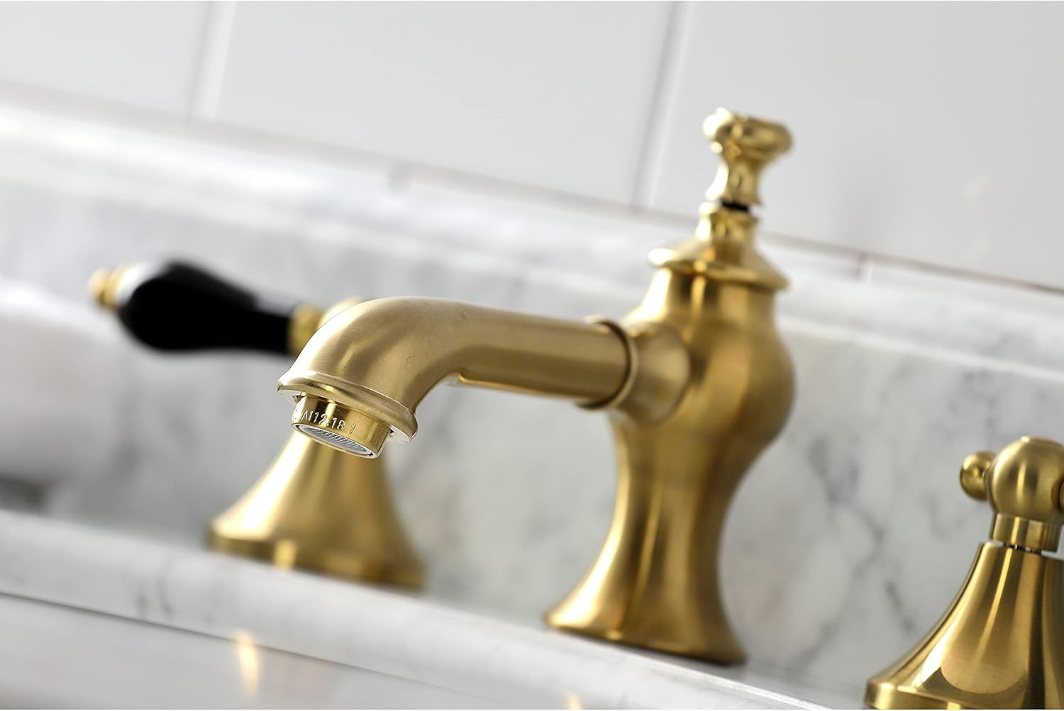 Kingston Brass KC7067PKL Duchess Widespread Bathroom Faucet with Brass Pop-Up, Brushed Brass