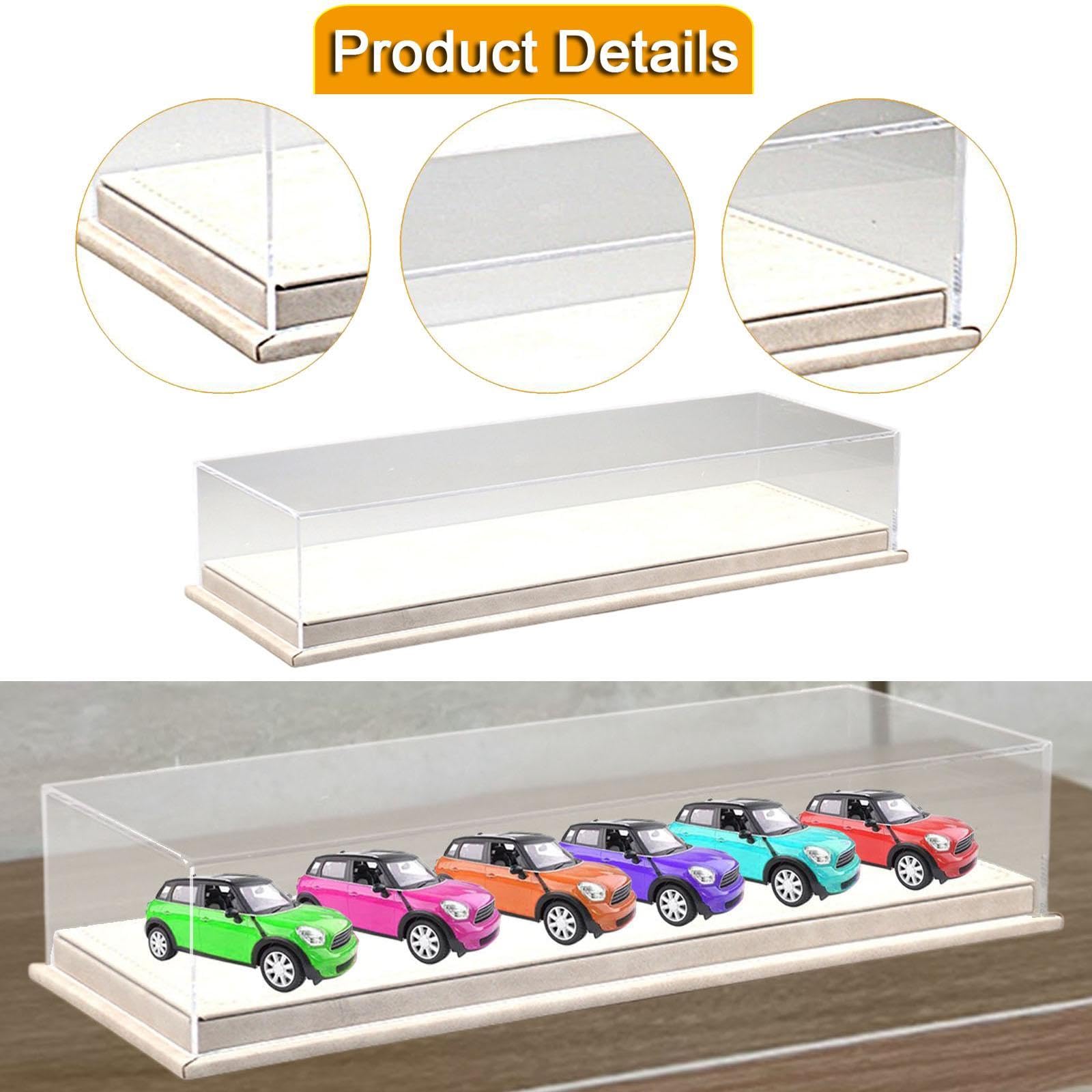Acryl Vitrine für Modellautos Im Maßstab 1:64, Tischvitrine, Transparente Aufbewahrungsbox für Sammlerstücke Und Spielzeugautos, Beige