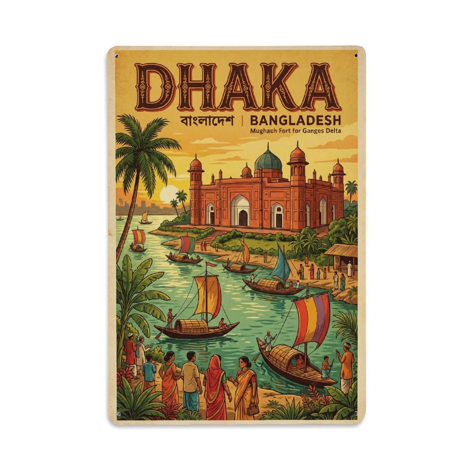 Gead 8X12inch Style Bangladesh Dhaka Travel Retro Metal Tin Sign